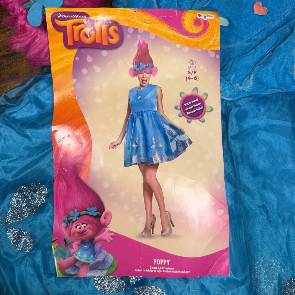 Trolls Poppy Deluxe women’s Costume Size S 4-6